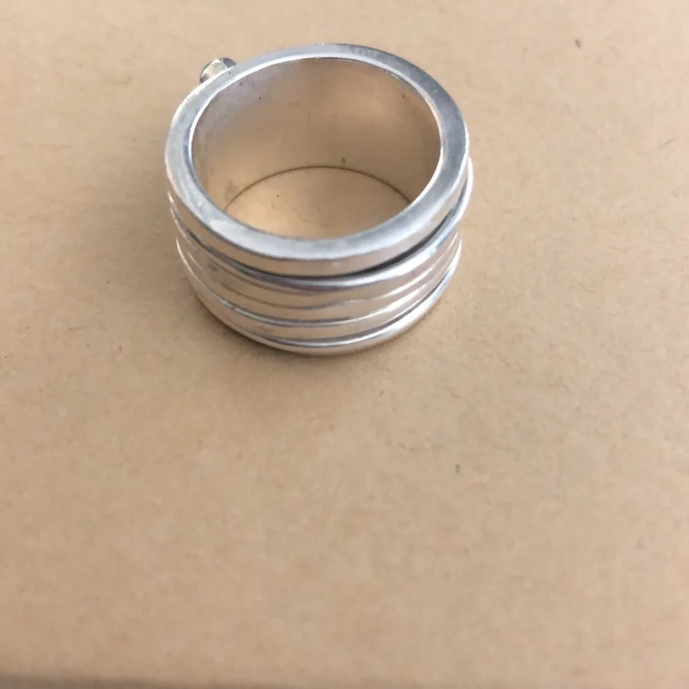 Fidget turquoise antistress mobile ring with 5 mobile twist rings